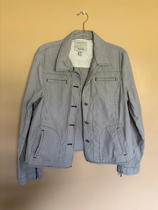 Faconnable Other - Faconnable Light Gray Pinstripe Shirt Jacket